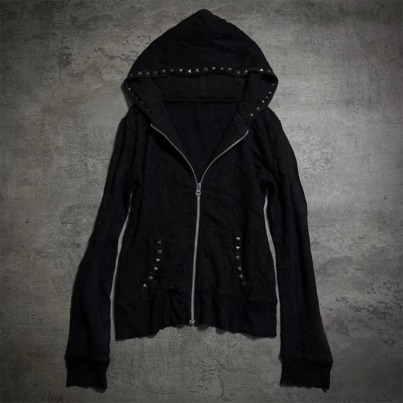 Streetwear Y2K Zip Up Hoodie Grunge Goth Ästhetik Grafikdruck Retro Punk Kleidung Übergroßes Hip Hop Zipper Hoodie Sweatshirt So ist Leben