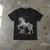 JB Lucy Bedroque Rearing Horse T-Shirt, Distressed-Optik, geometrische Linienkunst, Schwarz, Vintage-Waschung, stilvoll, weich, vielseitig So ist Leben