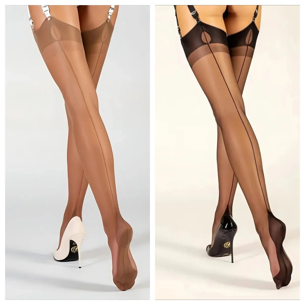 Luxuriöse, 80 % Oberschenkelstrümpfe aus Polyamid für Damen, 8 Denier, einfarbig, Strickstoff, Rückennaht, elegant und sexy So ist Leben