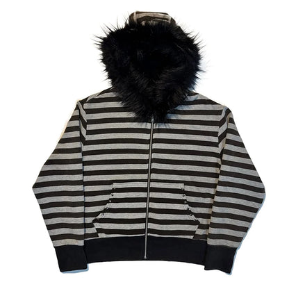 Streetwear Y2K Zip Up Hoodie Grunge Goth Ästhetik Grafikdruck Retro Punk Kleidung Übergroßes Hip Hop Zipper Hoodie Sweatshirt So ist Leben