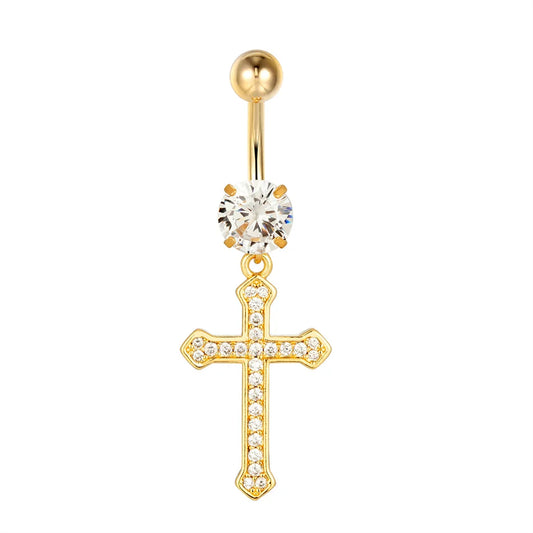 Chirurgischer Kreuz-Anhänger Bauchnabelpiercing Kristall Edelstahl Bauchnabelpiercing Ohrring 14G 10mm Barbell Körperschmuck Accessoires So ist Leben