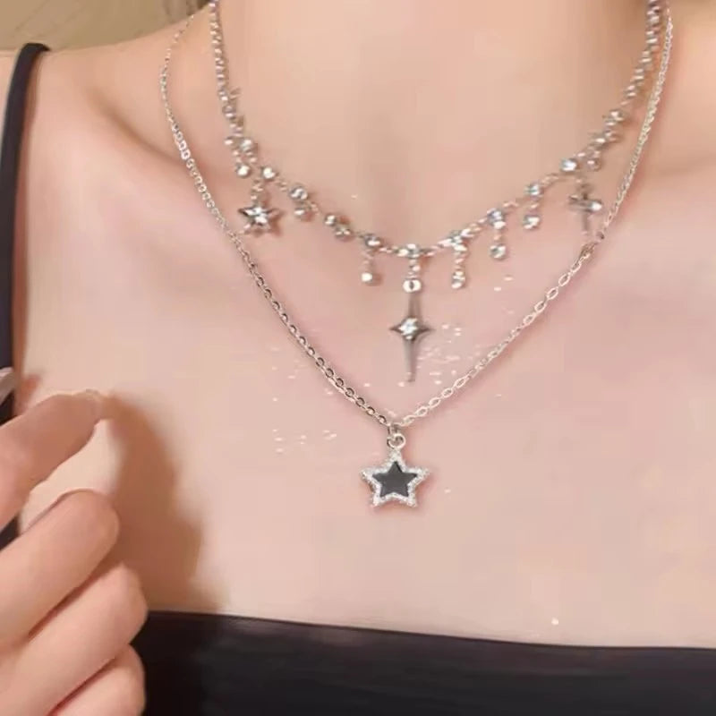 Gothic Y2K Metall Kreuz Anhänger Multi Layer Perlen Halskette Für Frauen Männer Vintage Punk Grunge EMO Charme Schmuck Zubehör Geschenk So ist Leben