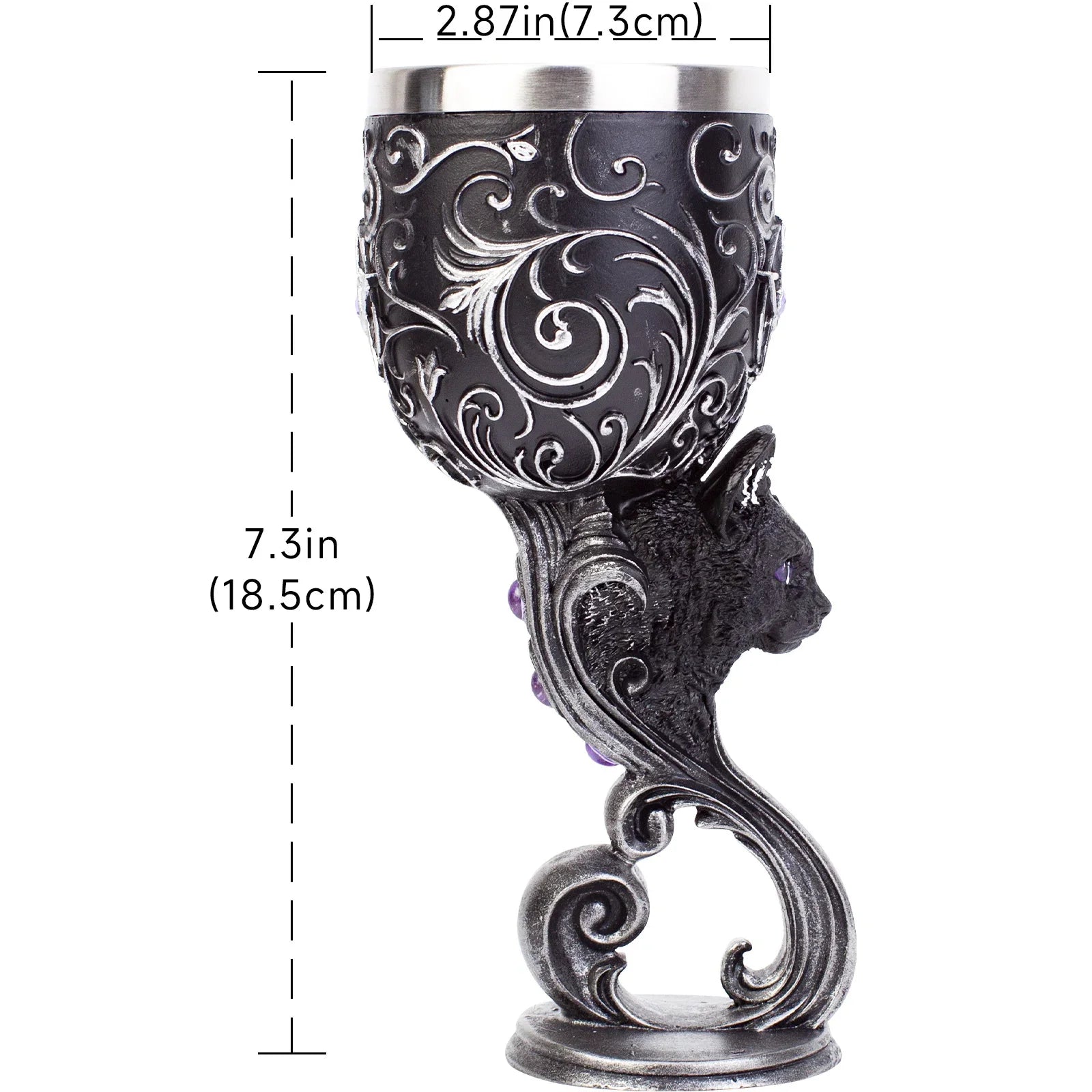 200 ml schwarze Katzenkelche, Liebespaar, Herz, Kelch, mittelalterlicher Drachenkelch, Edelstahl, Weinbecher, Heiliger Gral, Retro-Tierpferd So ist Leben