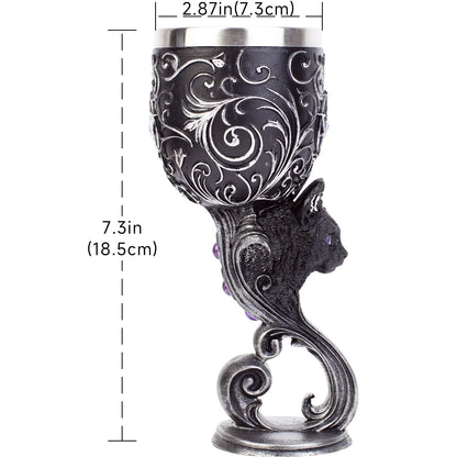200 ml schwarze Katzenkelche, Liebespaar, Herz, Kelch, mittelalterlicher Drachenkelch, Edelstahl, Weinbecher, Heiliger Gral, Retro-Tierpferd So ist Leben