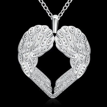 925 sterling Silber Engel flügel herz Anhänger Halskette Für Frauen luxus mode party hochzeit zubehör Schmuck Weihnachten geschenk So ist Leben
