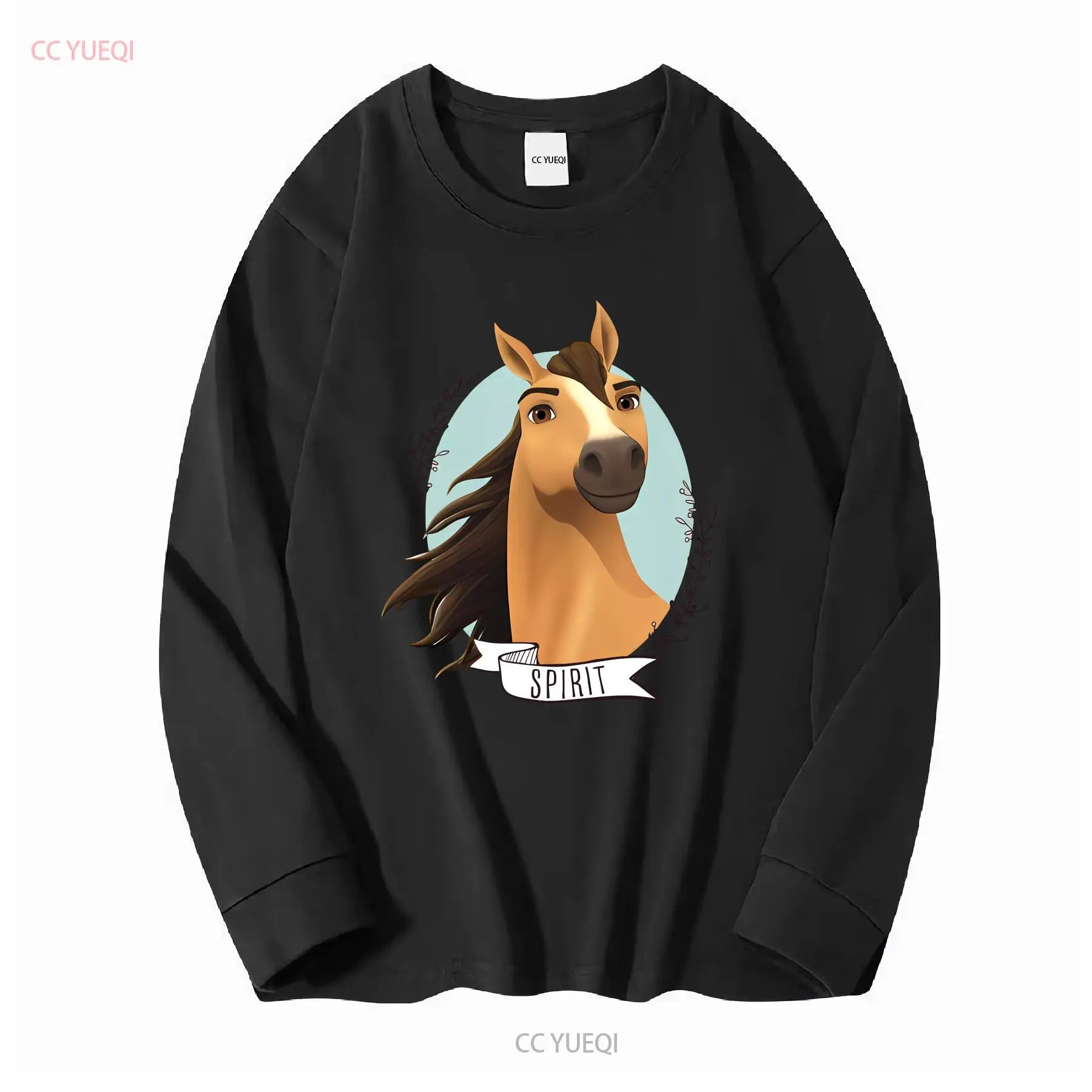 Spirit Wild Horse Kinder-T-Shirt mit langen oder kurzen Ärmeln, Vintage-Waschung, Grafik, Unisex-Mode, vielseitig, bequem So ist Leben