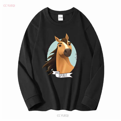 Spirit Wild Horse Kinder-T-Shirt mit langen oder kurzen Ärmeln, Vintage-Waschung, Grafik, Unisex-Mode, vielseitig, bequem So ist Leben