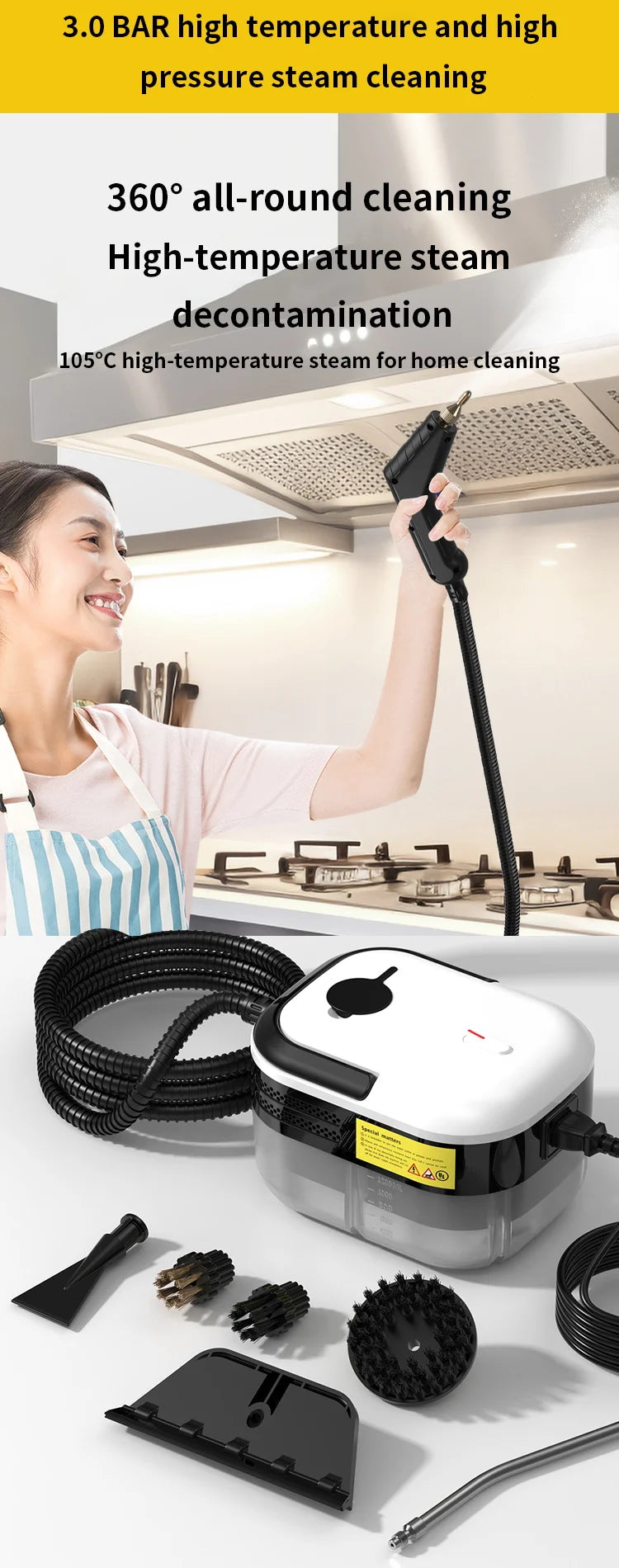Dampfreinigungsmaschine Hochtemperatur-Sterilisation Desinfektion Auto Handheld Dampfreiniger für Bodenküche 110/220 V So ist Leben
