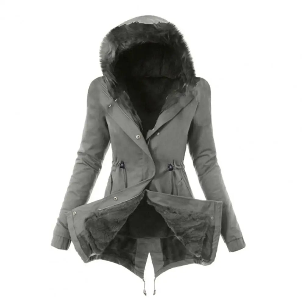Damen-Jacke aus Baumwollmischung mit Reißverschluss, winddichter Winter-Daunenmantel mit pelzigen Kapuzentaschen, Reißverschluss für das Wetter So ist Leben