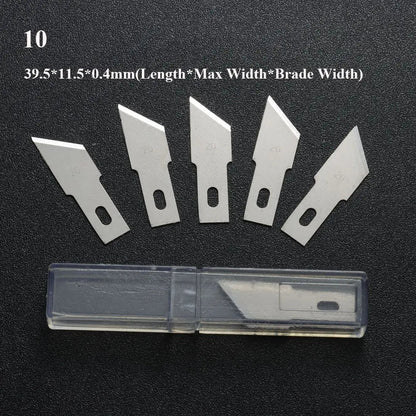 10PCS Klingen Cutter Handwerk Holz Carving Messer Gravur Nicht-Slip Metall Skalpell Messer Teile Handy PCB Reparatur hand Werkzeuge So ist Leben