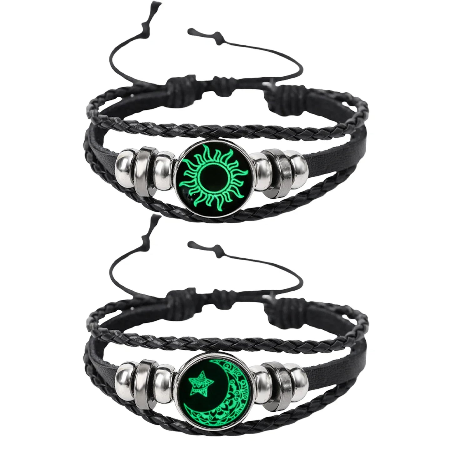 1/2 Stück Sonnen- und Mond-Armband, leuchtend, verstellbar, schwarz, geflochten, romantische Armbänder für Freunde, Freundin, Freundschaft, Geburtstagsgeschenke So ist Leben