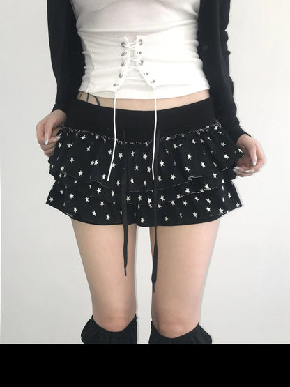 Genayooa Y2k Japanischen Rock Frauen Dot Mini A-linie Plissee Röcke Streetwear Koreanischen Stil Unregelmäßige Röcke E-mädchen Kurzen rock So ist Leben