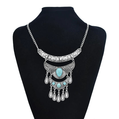 Türkei Bohemian Schwarz Blau Stein Ethnische Münze Quaste Halskette Türkische Gypsy Boho Strand Halsband Lätzchen Indien Halskette für Frauen Party So ist Leben