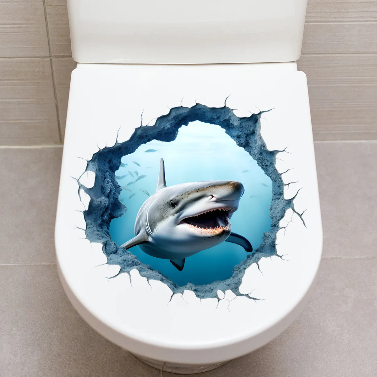1pc 3D Sea World Shark Lustige Toilette Aufkleber Badezimmer Wc Deckel Rückenlehne Wand Vinyl Aufkleber Selbst-klebe wasserdicht Aufkleber So ist Leben