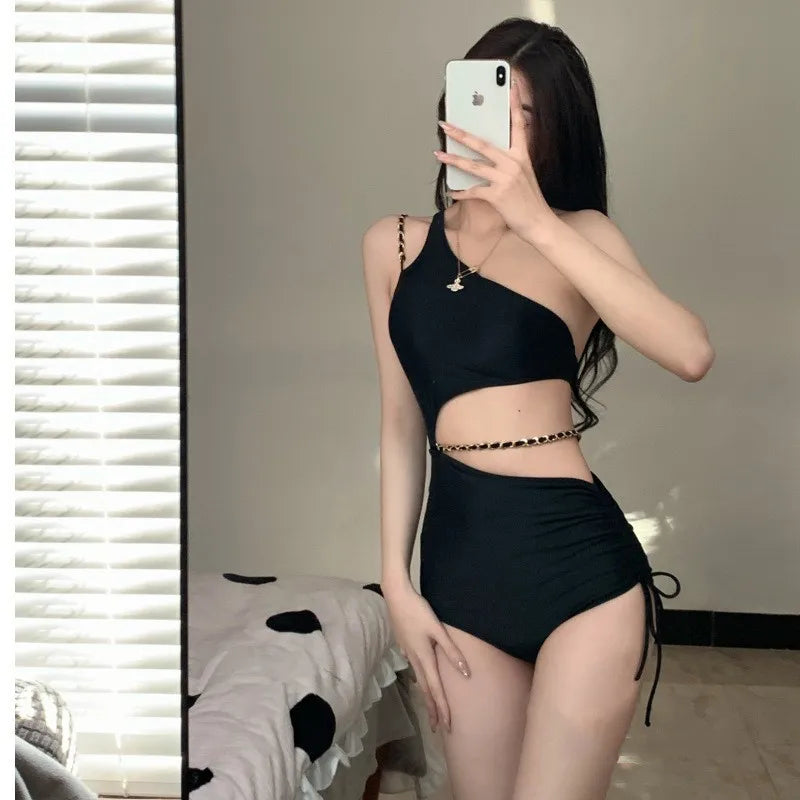 Aushöhlen Einteiliger Badeanzug Frauen Sommer Sexy One-Shoulder Beachwear Badeanzug Frauen Hot Spring Beach Resort Bademode So ist Leben