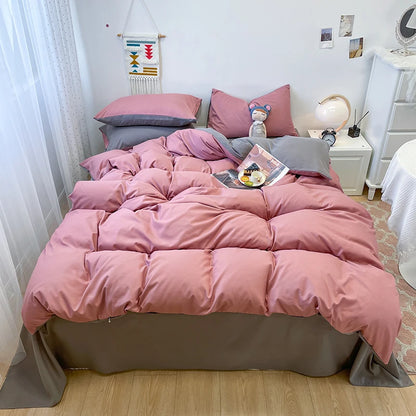 Schwarzes Bettwäsche set weiches Bettwäsche set gewaschener Baumwoll bett bezug Kissen bezug und Bettlaken постельное бельё набор Home Bettwäsche So ist Leben