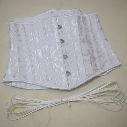 23 cm kurzer Torso, 24 Spirale, Stahlstäbchen, Korsett, Blumenmuster, schlankmachende Taille, Shapewear, Jacquard-Unterbrustkorsett, Gothic-Bustier 8130 So ist Leben