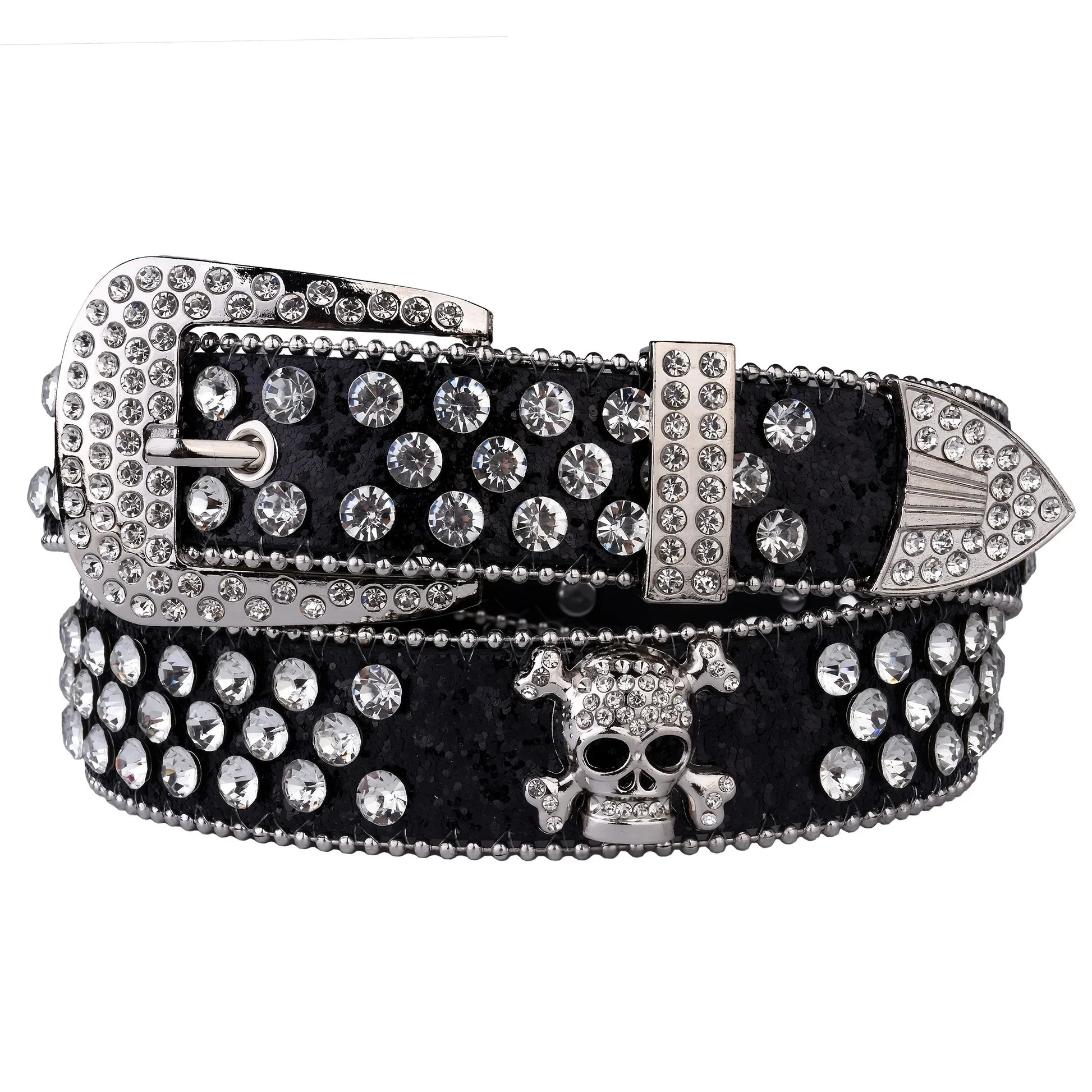 Strass-Schädelgürtel, Western-Cowgirl-Gürtel für Damen und Mädchen, mit Nieten besetzter Landgürtel aus PU-Leder So ist Leben