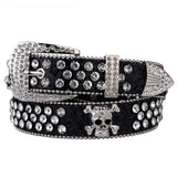 Strass-Schädelgürtel, Western-Cowgirl-Gürtel für Damen und Mädchen, mit Nieten besetzter Landgürtel aus PU-Leder So ist Leben