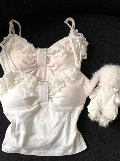 Harajuku Süße Rüschen-Tops für Damen Retro Japanischer Lolita Ärmelloser Oberteil Y2K Fairy Grunge Style Mädchen-Outfit So ist Leben