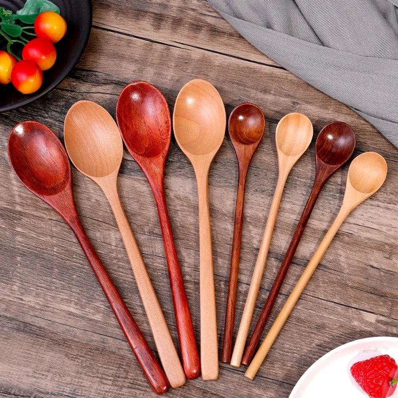 10/1Pcs Holz Tee Löffel Kochen Rühren Suppe Scoop Lange Hand Ellipse Küche Geschirr Set Kaffee Dessert Honig rühren Teelöffel So ist Leben