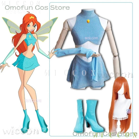 Anime Club Cartoon Prinzessin Bloom Cosplay Glänzender Rock Erwachsene Frauen Mädchen Stil Kleidung Halloween Party Dress-up Blauer Anzug So ist Leben