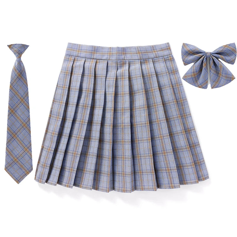 Frauen Hohe Taille Gefaltete Rock Plaid Krawatte Sommer Neue Harajuku Preppy Mini EINE Linie Japanische Schule Uniformen Mädchen Kawaii Rock So ist Leben