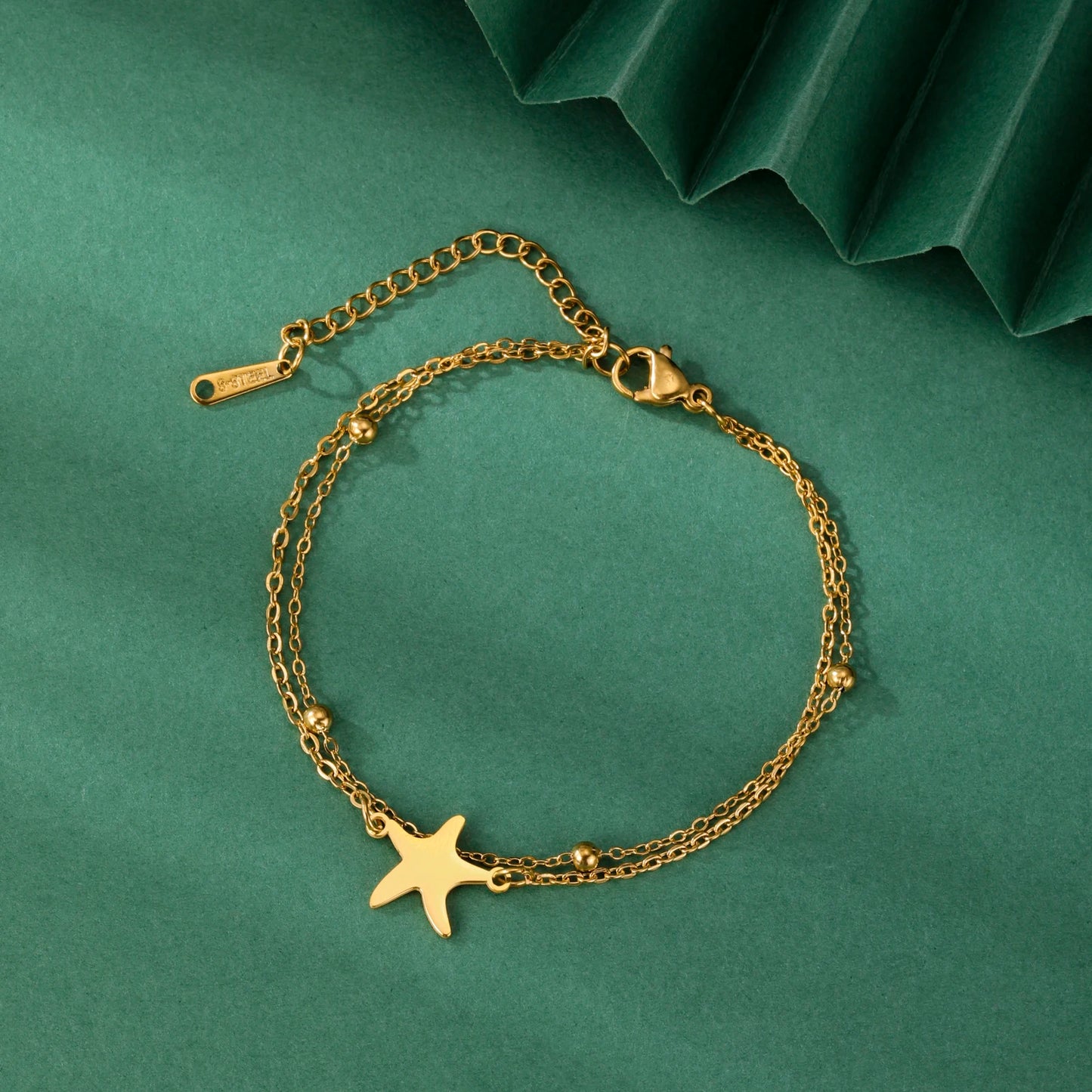 LIKGREAT Edelstahl-Seestern-Fußkettchen für Damen, verstellbare Strand-Fußkette, doppellagiges Sommer-Knöchelarmband, Schmuck, Geschenk So ist Leben