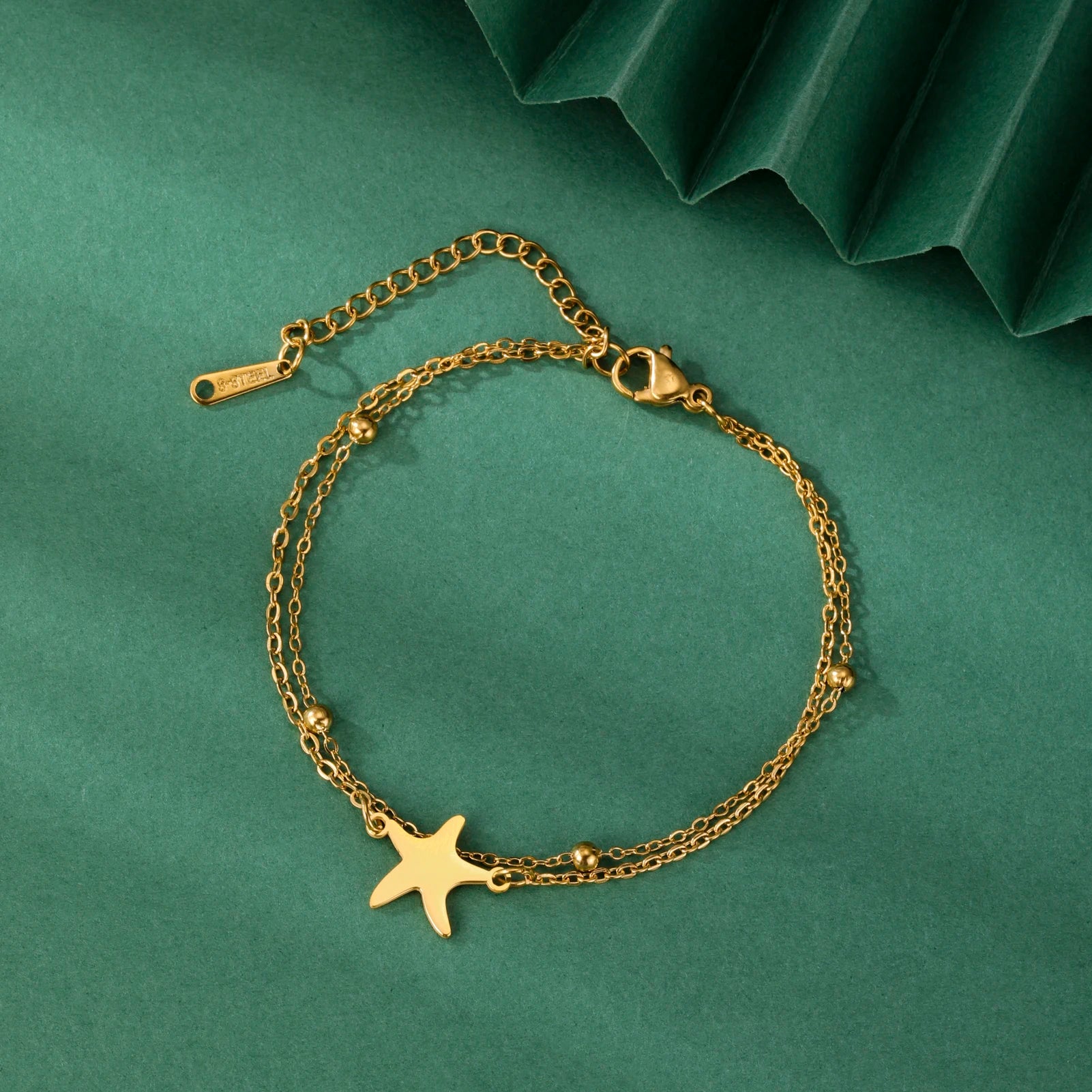 LIKGREAT Edelstahl-Seestern-Fußkettchen für Damen, verstellbare Strand-Fußkette, doppellagiges Sommer-Knöchelarmband, Schmuck, Geschenk So ist Leben