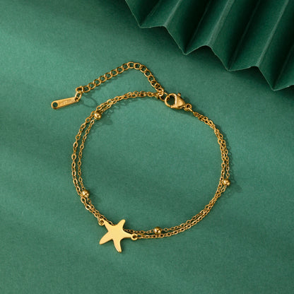 LIKGREAT Edelstahl-Seestern-Fußkettchen für Damen, verstellbare Strand-Fußkette, doppellagiges Sommer-Knöchelarmband, Schmuck, Geschenk So ist Leben