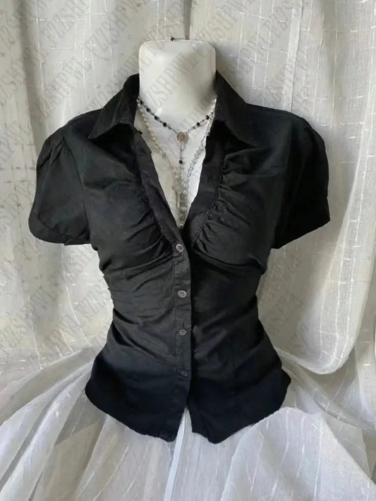 Vintage Ästhetische Frauen Persönlichkeit Y2K Schlanke Kleidung Mode Shirts Harajuku Kurzarm Tops Weibliche Heiße Klassische Casual Tee - So ist Leben