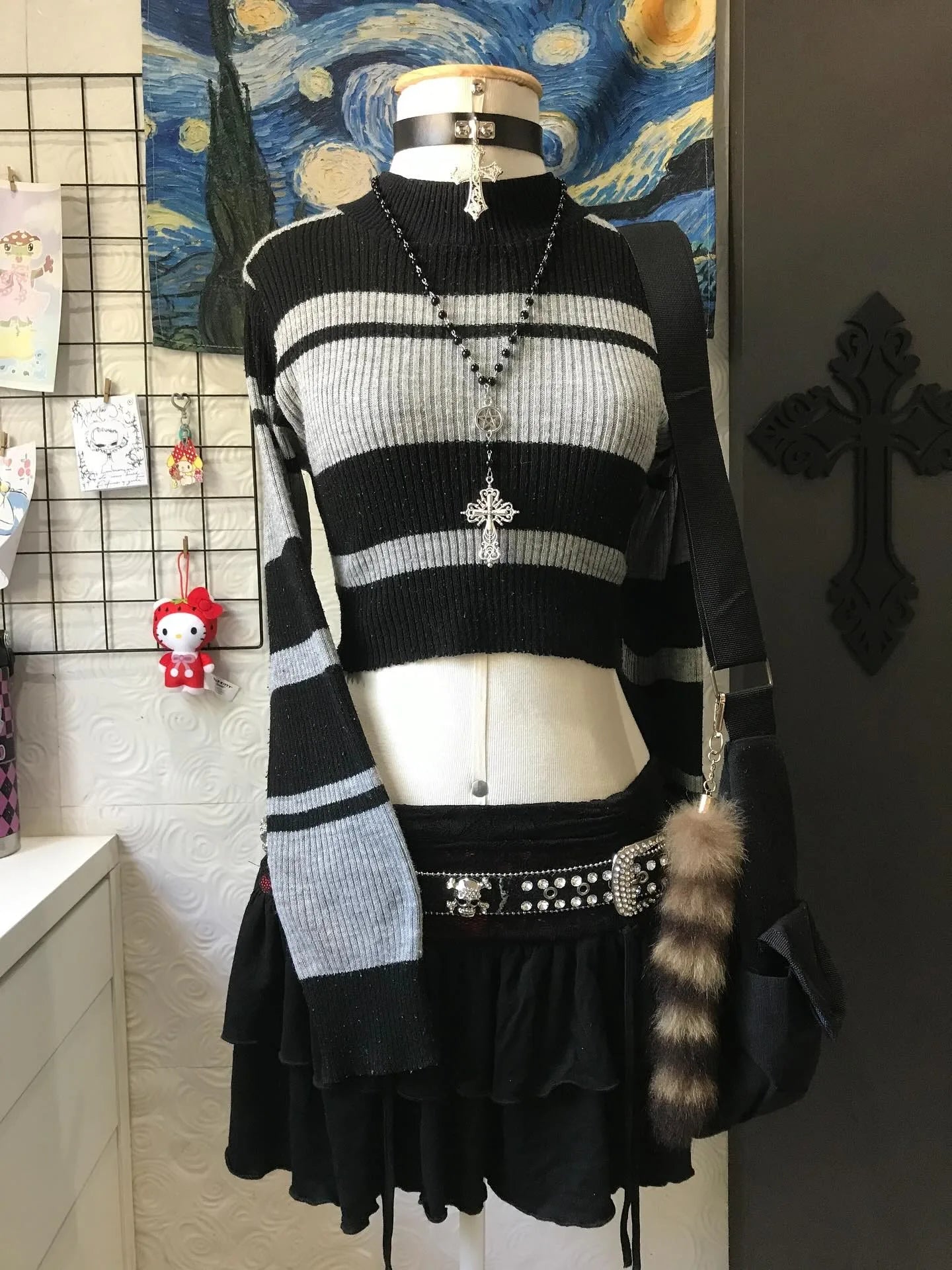 Spicy Girls Stripe Harajuku Y2k Langarm Top Streetwear Rock Goth Chic Crop Top Hip Hop Chic Langarm Pullover Mode Punk So ist Leben