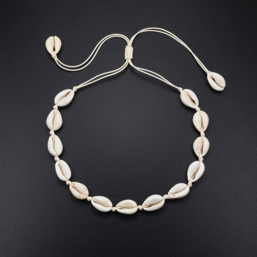 Heißer Muschel Muschel Halskette Frauen Schmuck Sommer Strand Shell Halsband Böhmischen Seil Kauri Perlen Halsketten Handgemachte Kragen Weibliche So ist Leben