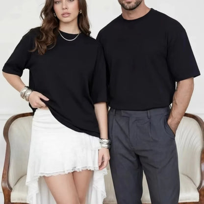 Herren & Damen Schwarzes Atmungsaktives Kurzarm-T-Shirt mit Weißem Cartoon-Pferd & Jockey-Aufdruck - Lässiger Rundhalsausschnitt Sommer So ist Leben