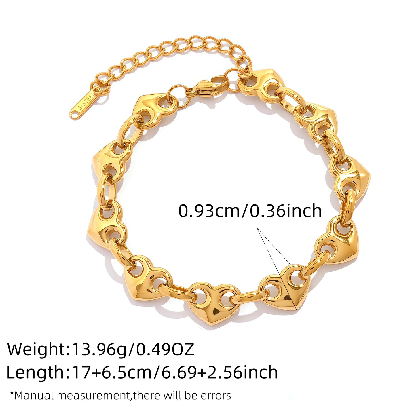 Minimalistisches, klassisches, zweifarbiges Herz-Knopf-Armband aus 18 Karat vergoldetem Edelstahl mit Herzknöpfen, stapelbares rundes Knopfarmband So ist Leben