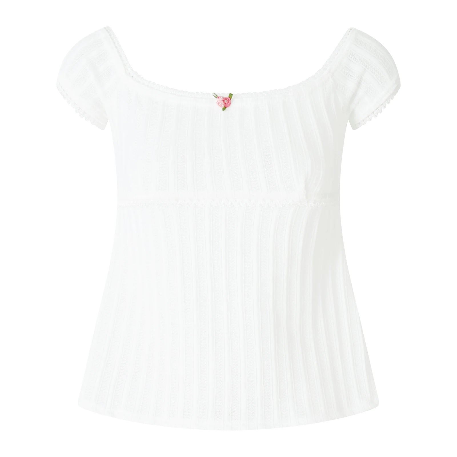 Süßes, mädchenhaftes, kurzärmliges, kurzes Oberteil für Damen, Sommer, einfarbig, quadratischer Ausschnitt, Basic-T-Shirt für Party, Streetwear So ist Leben