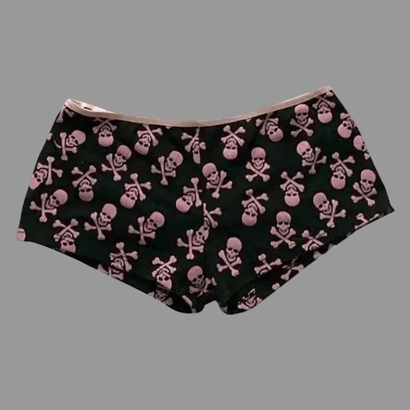 Spicy Girls Y2K Shorts Totenkopf Ästhetik Grafikdruck Punk Hose Streetwear Rock Gothic Hotpants Retro Hip Hop Freizeithose So ist Leben