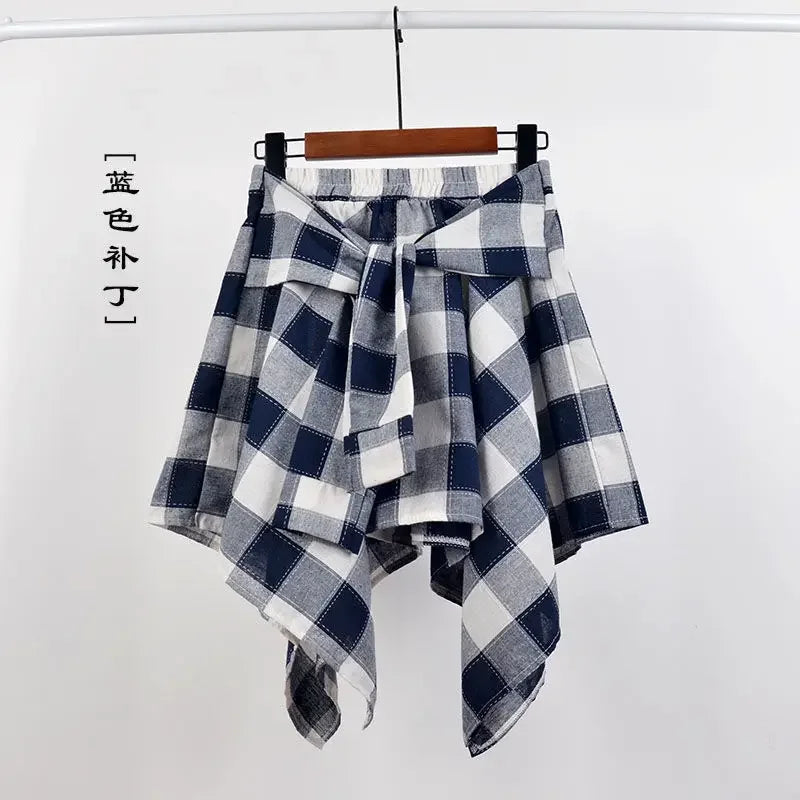 Plaid Rock Frauen Plissee Schnür Krawatte Minirock y2k Streetwear Harajuku Vintage unregelmäßige Sport Straße Frauen Furz Vorhang So ist Leben