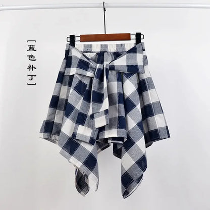 Plaid Rock Frauen Plissee Schnür Krawatte Minirock y2k Streetwear Harajuku Vintage unregelmäßige Sport Straße Frauen Furz Vorhang So ist Leben