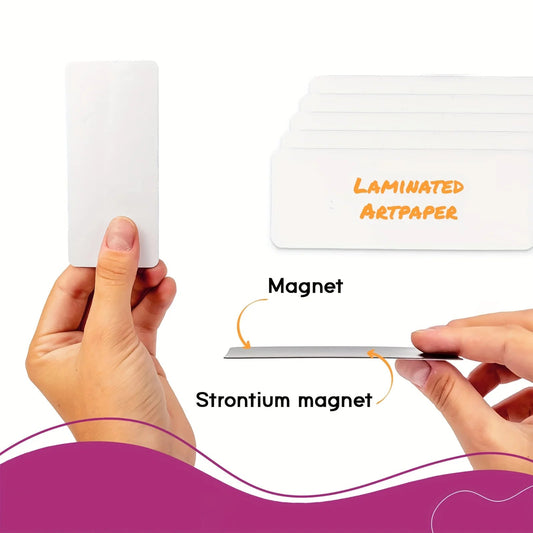 HUSPER 50 Stück wiederverwendbare weiße Magnetetiketten, 1,2 x 3,2 Zoll große Schließfächer- und Regal-Namensschild-Magnete für die Organisation von Büro und Schulen So ist Leben
