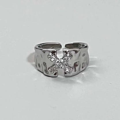 Vintage Unregelmäßige Kreuz Stern Offenen Ring für Frauen Männer Punk Gothic Silber Farbe Einstellbar Paar Ringe Y2K Egirl Schmuck Geschenk So ist Leben