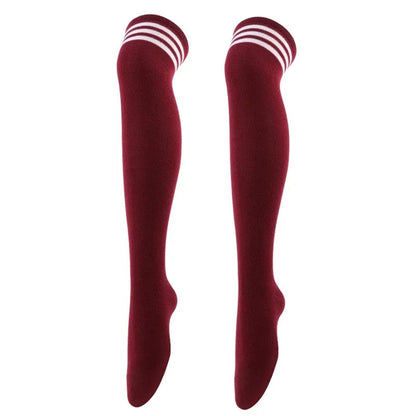 Overknee-Oberschenkelstrümpfe für Damen im akademischen Stil, schwarz-weiß gestreift, lange Socken, Overknee-Strümpfe für Damen und Mädchen, warmes Knie So ist Leben