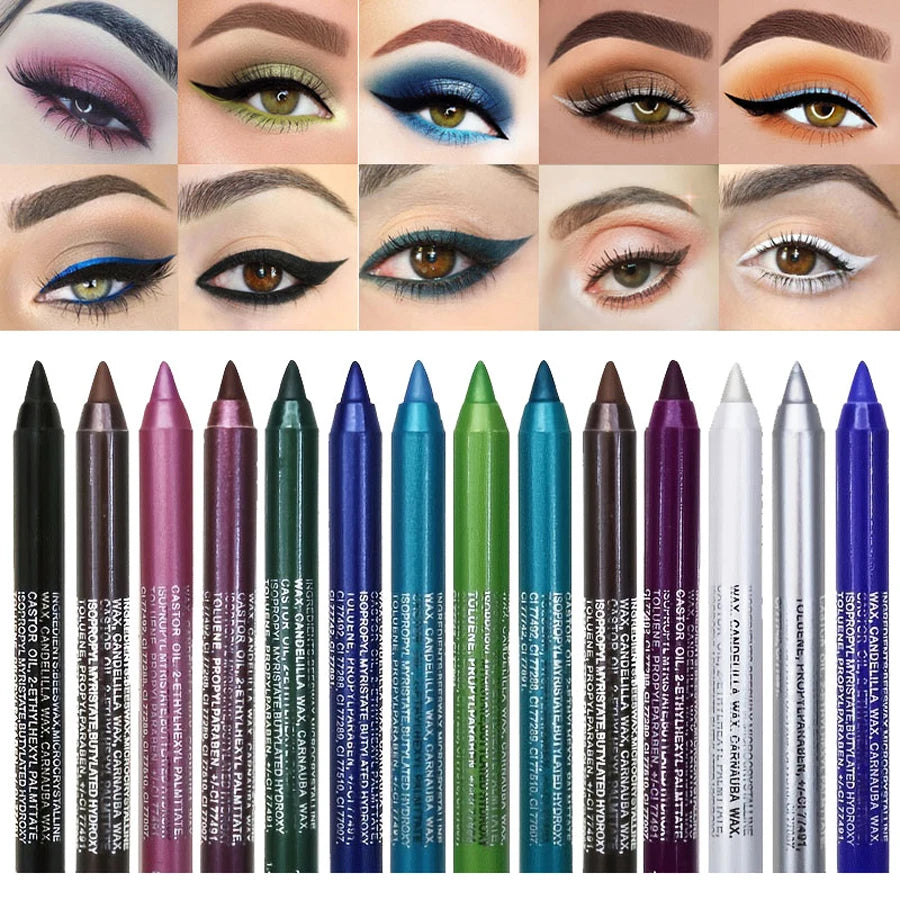 14-farbiger bunter Eyeliner-Stift, hoch pigmentierter perlmutt schimmernder Metallic-Smokey-Punk-Eyeliner im Gothic-Stil, langlebiger Water Pro So ist Leben