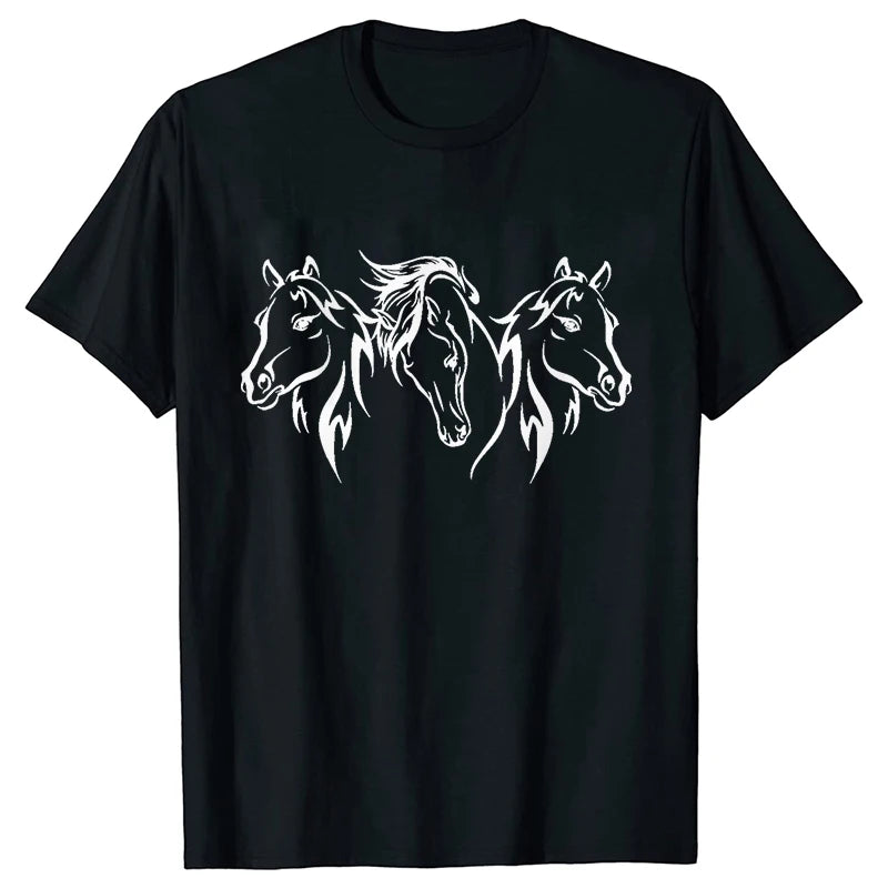 New Fashion Men Women T Shirt Horse Heartbeat Design Adults Children's Clothing Fashion Harajuku Horse Lover Tee T-Shirt Gifts So ist Leben