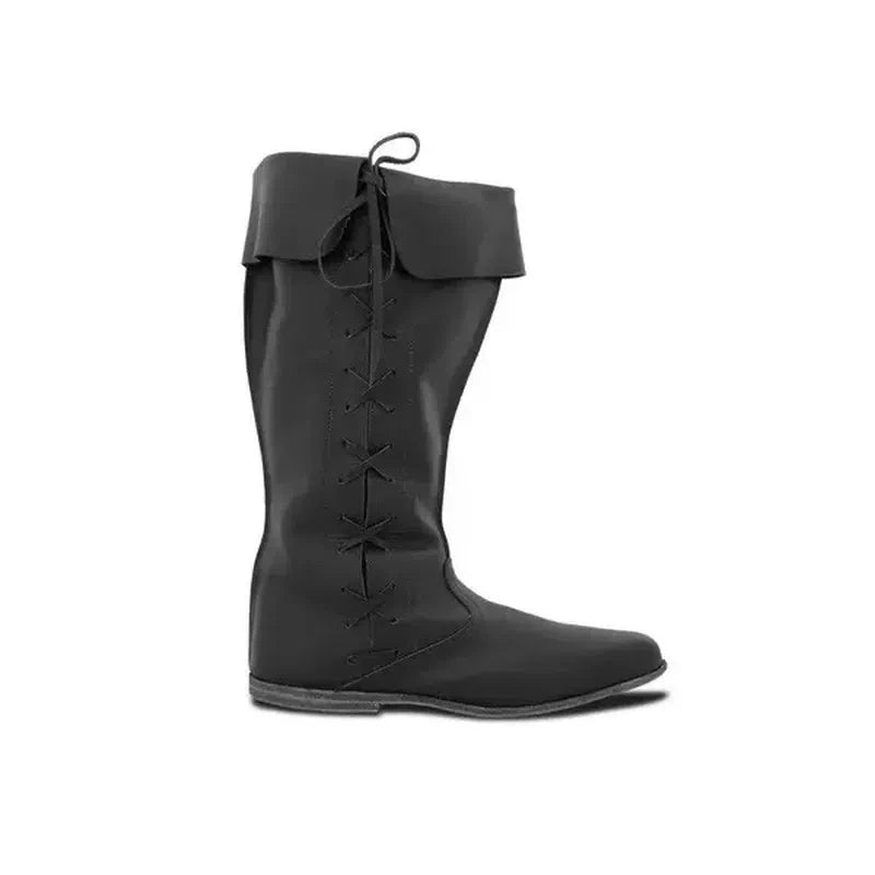 Mittelalterliche Renaissance-Lederhohe Stiefel für Männer und Frauen, halbe Haddock-Schuhe, Piratenkostüm, Retro-Schneestiefel mit klobigem Absatz und langen Schneestiefeln So ist Leben