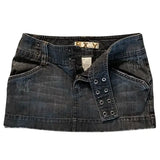 Y2K Einstellbare Taille Mini Rock Harajuku Hot Girl Einfarbig Retro Grau Denim Rock Frauen Gothic Schlanke Hüfte Niedrige Taille Kurzen Rock So ist Leben