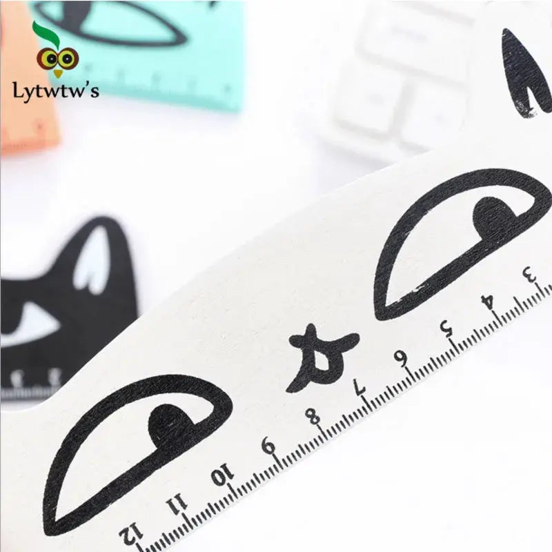 1 Stück Lytwtw's niedliches Kawaii-Lineal mit schwarzer Katze und Kätzchen, gerades Lineal, Holzwerkzeuge, Cartoon, Nähen, Zeichnen, Büro, Schule, Schreibwaren - So ist Leben