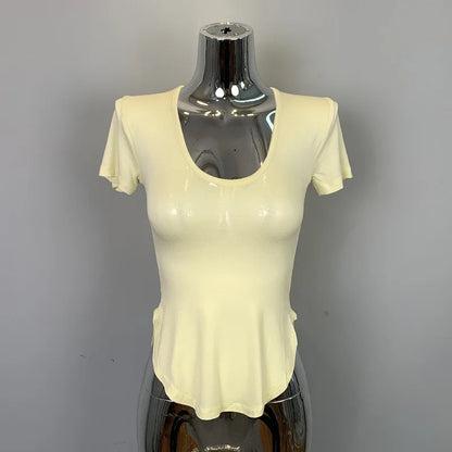 Koreanische Dongdaemun Pure Desire Sexy Spicy frauen Geschmack U-ausschnitt Slim Fit Langarm T-shirt Mid-länge gestrickte Casual Top So ist Leben