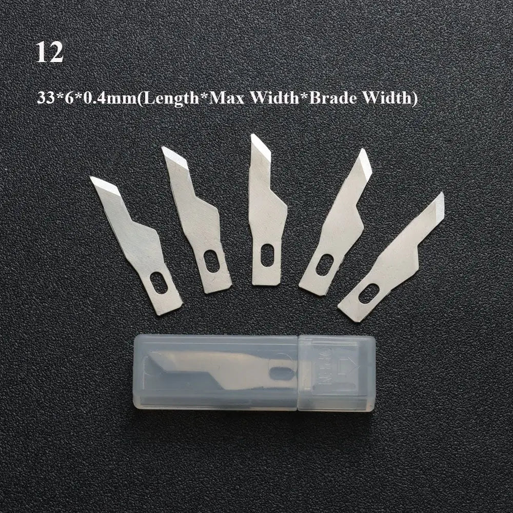 10PCS Klingen Cutter Handwerk Holz Carving Messer Gravur Nicht-Slip Metall Skalpell Messer Teile Handy PCB Reparatur hand Werkzeuge So ist Leben