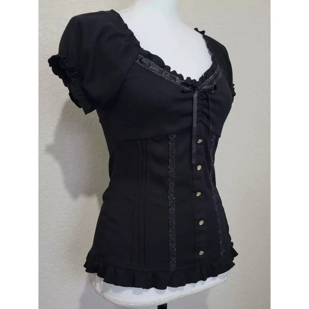 Japanische 2000er Jahre Y2k Punk Shirt Vintage Sommer süße Schleife Damen T-Shirt Harajuku ästhetische Hot Girl Tees Puffärmel Kleidung Goth So ist Leben